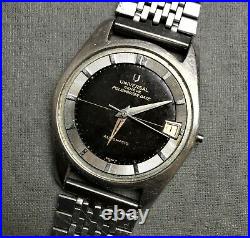 Vintage UNIVERSAL GENEVE Polerouter Date Armbanduhr Watch 1-69 Parts/Repairs