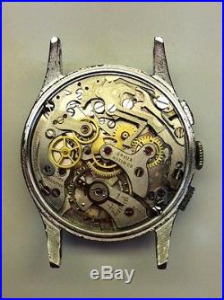 Vintage Wakmann 17 Jewel Chronograph Antimagnetic Parts/Repair Silver