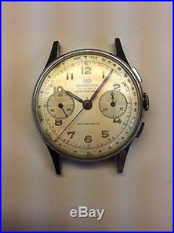 Vintage Wakmann 17 Jewel Chronograph Antimagnetic Parts/Repair Silver