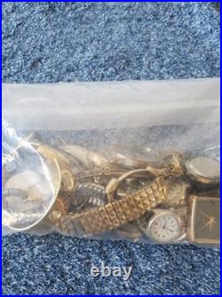 Vintage Watch Heads Lot of 20-10K RGP Gold, Caravelle, Solar Swiss, Parts &Repairs