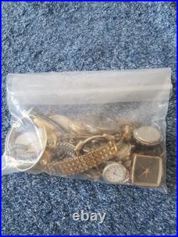 Vintage Watch Heads Lot of 20-10K RGP Gold, Caravelle, Solar Swiss, Parts &Repairs