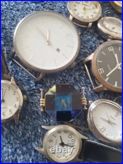 Vintage Watch Heads Lot of 20-10K RGP Gold, Caravelle, Solar Swiss, Parts &Repairs