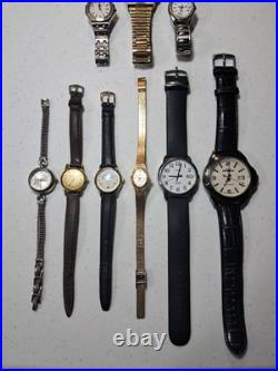 Vintage Watch Lot 9 pcs Timex Seiko Gubelin Lorus Carriage For Parts Repair