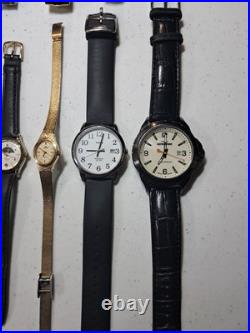 Vintage Watch Lot 9 pcs Timex Seiko Gubelin Lorus Carriage For Parts Repair