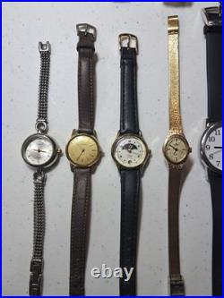 Vintage Watch Lot 9 pcs Timex Seiko Gubelin Lorus Carriage For Parts Repair