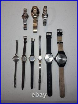 Vintage Watch Lot 9 pcs Timex Seiko Gubelin Lorus Carriage For Parts Repair