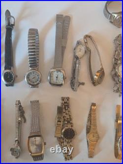 Vintage Watch Lot Parts Repair Working -34 Total Please Read -seiko Movado
