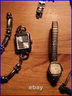 Vintage Watch Lot Repair Parts Work Gruen Lucerne Bulova