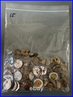 Vintage Watch Lot for Parts Repair Dials Movements Cases Scrap 1.2 LB 15