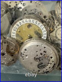 Vintage Watch Lot for Parts Repair Dials Movements Cases Scrap 1.2 LB 15