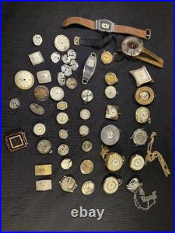 Vintage WatchMaker Repair Lot 23 Swiss Movements & 9 Assorted Watch DialsScrap