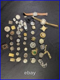 Vintage WatchMaker Repair Lot 23 Swiss Movements & 9 Assorted Watch DialsScrap