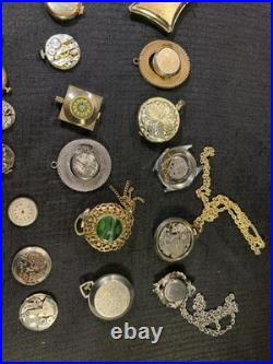 Vintage WatchMaker Repair Lot 23 Swiss Movements & 9 Assorted Watch DialsScrap