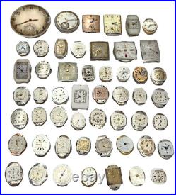 Vintage Watchmaker Movement Parts Watch Lot for Parts or Repair, Sold AS-IS
