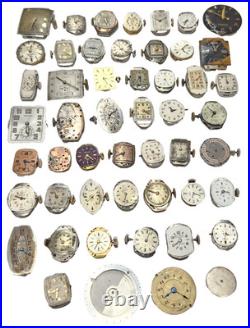 Vintage Watchmaker Movement Parts Watch Lot for Parts or Repair, Sold AS-IS