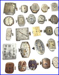 Vintage Watchmaker Movement Parts Watch Lot for Parts or Repair, Sold AS-IS