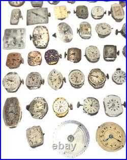 Vintage Watchmaker Movement Parts Watch Lot for Parts or Repair, Sold AS-IS