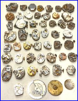 Vintage Watchmaker Movement Parts Watch Lot for Parts or Repair, Sold AS-IS