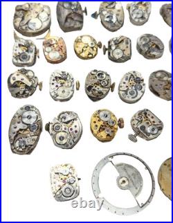 Vintage Watchmaker Movement Parts Watch Lot for Parts or Repair, Sold AS-IS