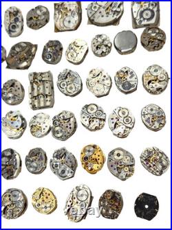Vintage Watchmaker Movement Parts Watch Lot for Parts or Repair, Sold AS-IS