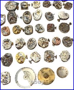 Vintage Watchmaker Movement Parts Watch Lot for Parts or Repair, Sold AS-IS