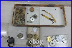 Vintage Watchmaker Repair Lot Rare Antique Movements Parts Dials