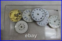 Vintage Watchmaker Repair Lot Rare Antique Movements Parts Dials