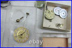 Vintage Watchmaker Repair Lot Rare Antique Movements Parts Dials