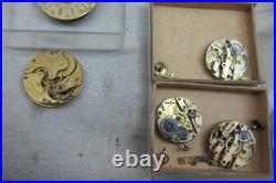 Vintage Watchmaker Repair Lot Rare Antique Movements Parts Dials
