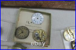 Vintage Watchmaker Repair Lot Rare Antique Movements Parts Dials