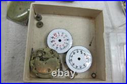 Vintage Watchmaker Repair Lot Rare Antique Movements Parts Dials
