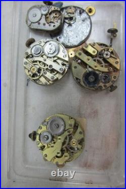 Vintage Watchmaker Repair Lot Rare Antique Movements Parts Dials