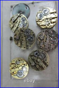 Vintage Watchmaker Repair Lot Rare Antique Movements Parts Dials