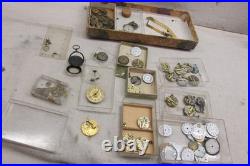 Vintage Watchmaker Repair Lot Rare Antique Movements Parts Dials