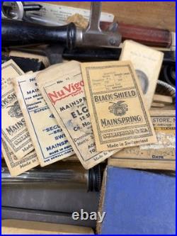 Vintage Watchmaker Tools Lot Watch Clock Repair Parts Washers Springs