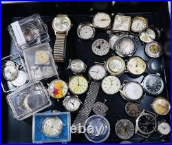 Vintage Watchmakers Lot Mechanical Quartz Watches Movements Parts Repair Estate