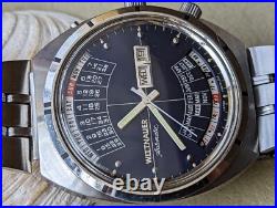 Vintage Wittnauer 2000 Dress Watch withBlue Dial, Orig Band, Runs FOR PARTS/REPAIR