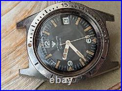 Vintage Wittnauer Geneve 4000 Diver Watch withOrange Patina, Runs FOR PARTS/REPAIR