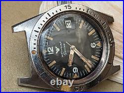 Vintage Wittnauer Geneve 4000 Diver Watch withOrange Patina, Runs FOR PARTS/REPAIR