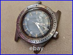 Vintage Wittnauer Geneve 4000 Diver Watch withOrange Patina, Runs FOR PARTS/REPAIR