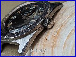 Vintage Wittnauer Geneve 4000 Diver Watch withOrange Patina, Runs FOR PARTS/REPAIR