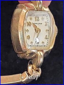 Vintage Women's Hamilton Jewel 14K Gold Filled Wristwatch parts or repair scrap