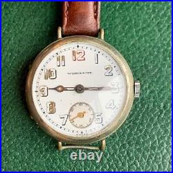 Vintage Worcester Swiss 15 Jewels Trench Wristwatch Runs PARTS / REPAIR