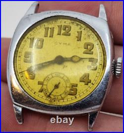 Vintage World War Era CYMA Cushion Case Military Wrist Watch PARTS REPAIR