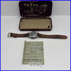 Vintage Yale Tuffy Watch, Leather Band, Swiss Made Original Case Parts Or Repair