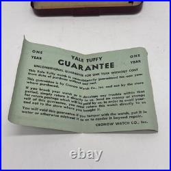 Vintage Yale Tuffy Watch, Leather Band, Swiss Made Original Case Parts Or Repair