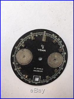 Vintage Yema Daytona Chronograph Valjoux 7734 DIAL for parts/repair