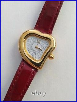 Vintage Yves Saint Laurent Heart Women Watch Quartz Red For Parts/Repair Only