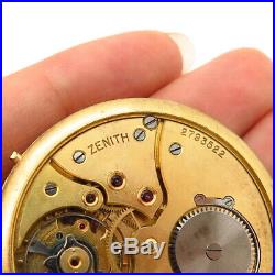 Vintage Zenith Pocket Watch Dial & Movement (For Parts and Repair)