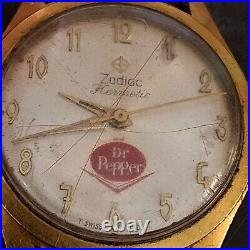 Vintage Zodiac Hermetic Dr Pepper Wrist Watch Face Fob Swiss AS IS Parts/Repair